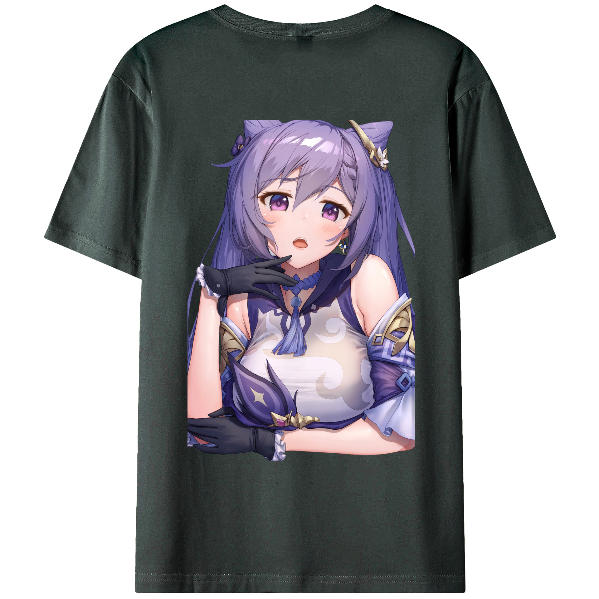 げんし神 刻晴 こくせい genshin Kokusei 綿100％ メンズ半袖Tシャツ（バックプリント） 通気性